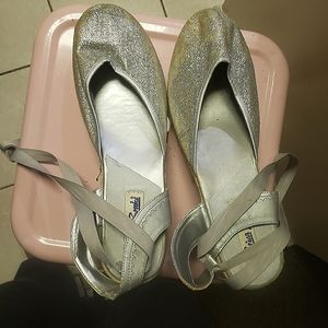 Silver Tie up Wedge Sandals